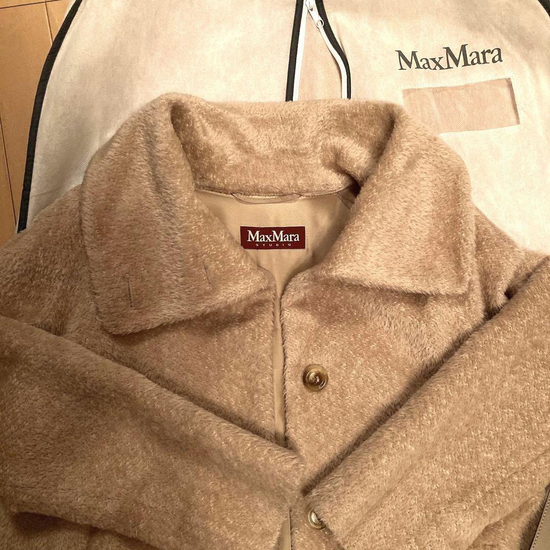 【Max Mara】アルパカシャギーダブルブレストコート