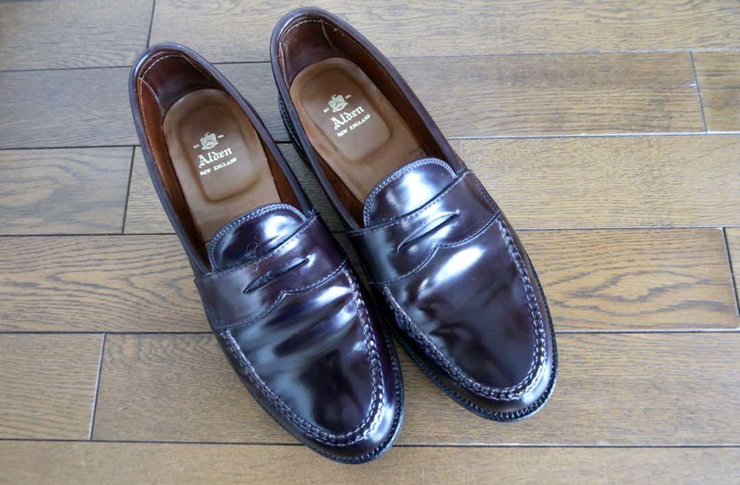 【大特価!!】 USA ローファー ALDEN986コードバン バーガンディ 【希少】Ω 9.5 靴