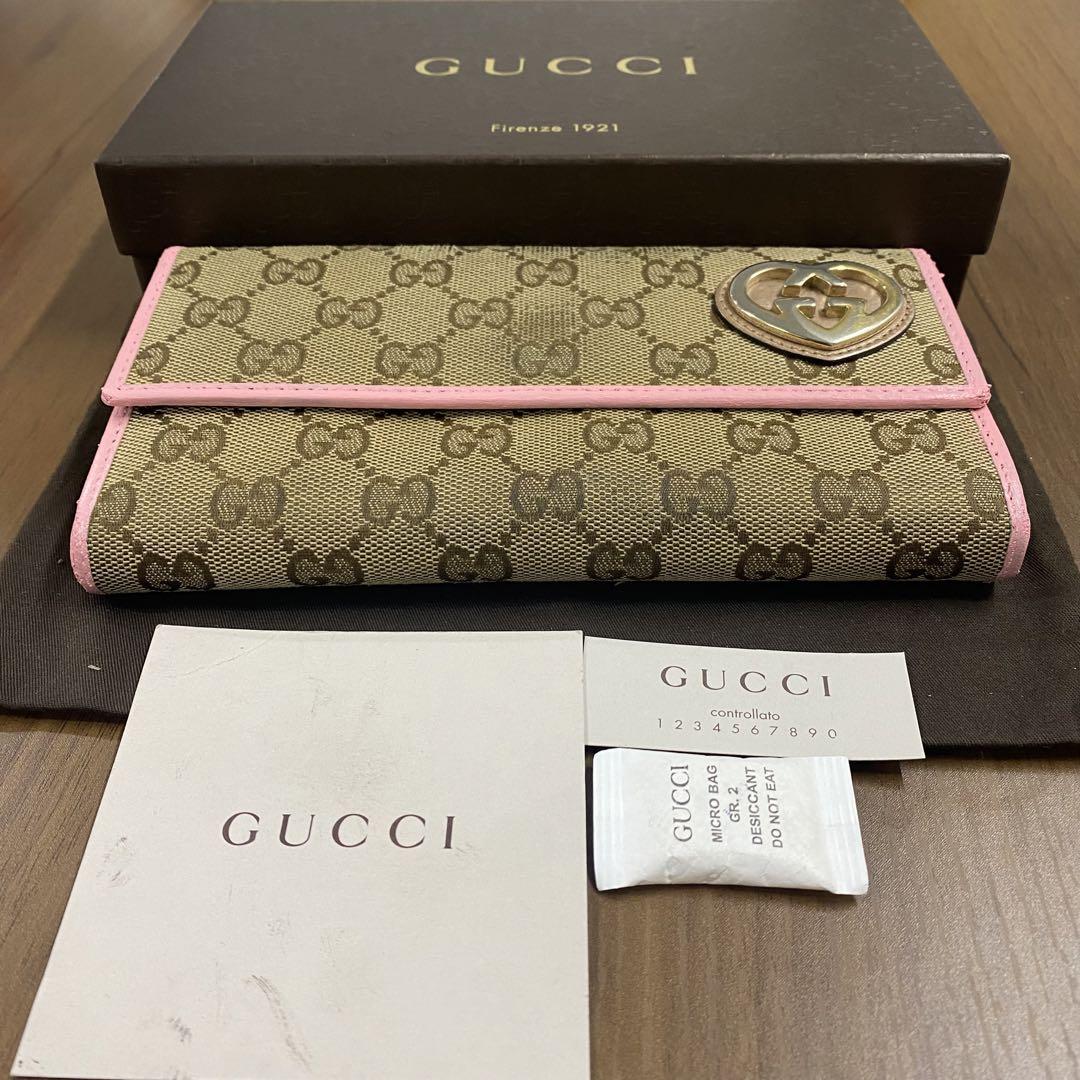 超美品‼️グッチ　GUCCI 財布　長財布　GGキャンバス ラブリーハート