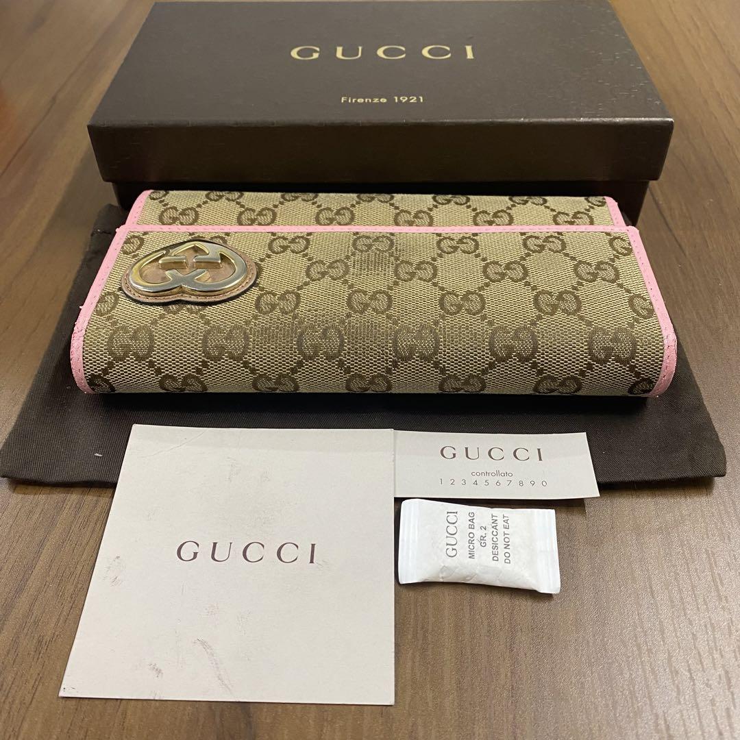 超美品‼️グッチ　GUCCI 財布　長財布　GGキャンバス ラブリーハート
