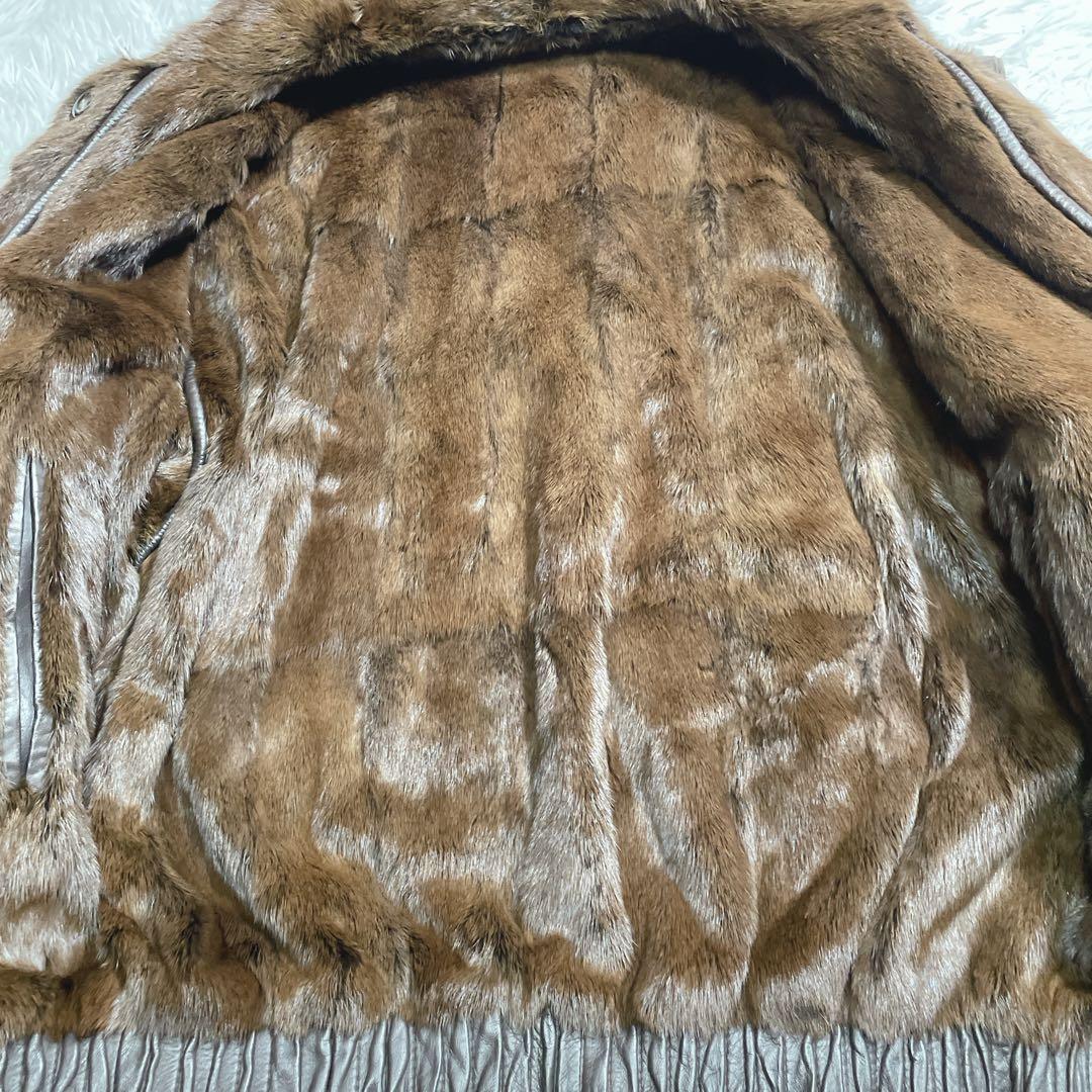 エンバ G-1タイプ リバーシブル レザージャケット ブラウン ウィーゼル 毛皮 エンバ G-1タイプ リバーシブル レザージャケット ブラウン ウィーゼル 毛皮