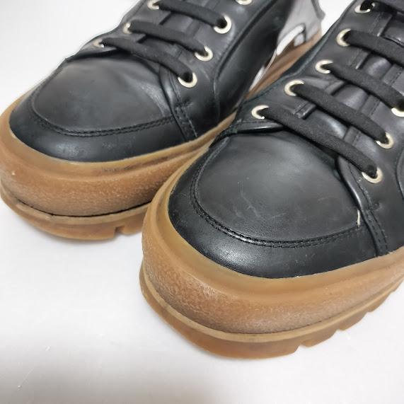 フェンディ FENDI サンダル 厚底 レザー×エナメル 黒×茶 約29cm