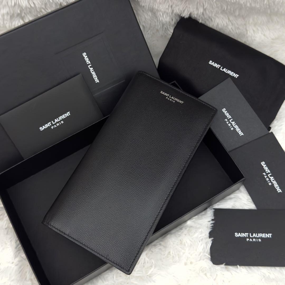 美品　SAINT LAURENT ブラックレザー長財布 極美品⭐️SAINT LAURENT サンローラン レザー 長財布 ブラック