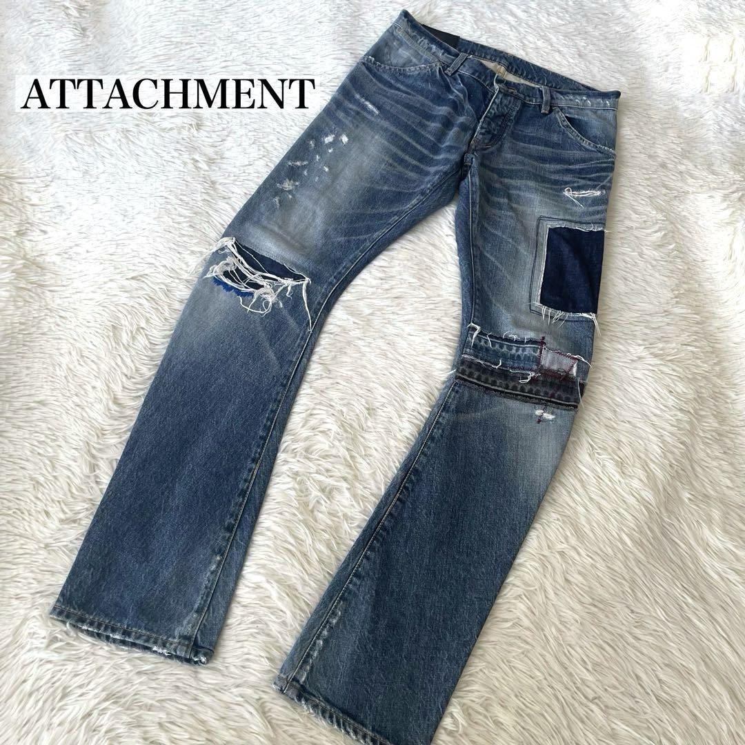 ATTACHMENT クラッシュ　バナナ　デニム　ダメージ　パッチワーク