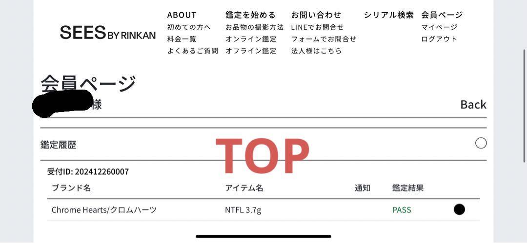 鑑定済★クロムハーツ　NTFL　リング　15号　CH14