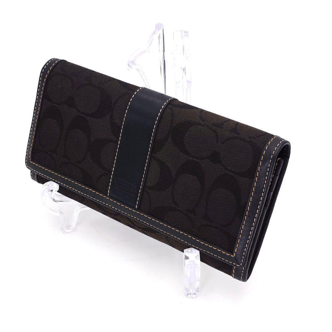 新品COACH　シグネチャー長財布　ブラック＆チャコールグレー　フォロー割有り。 COACH コーチ 長財布 シグネチャー ブラック - メルカリ