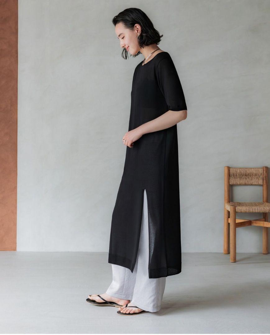 crewreクルーレ　シアーニットストレートワンピース　short black