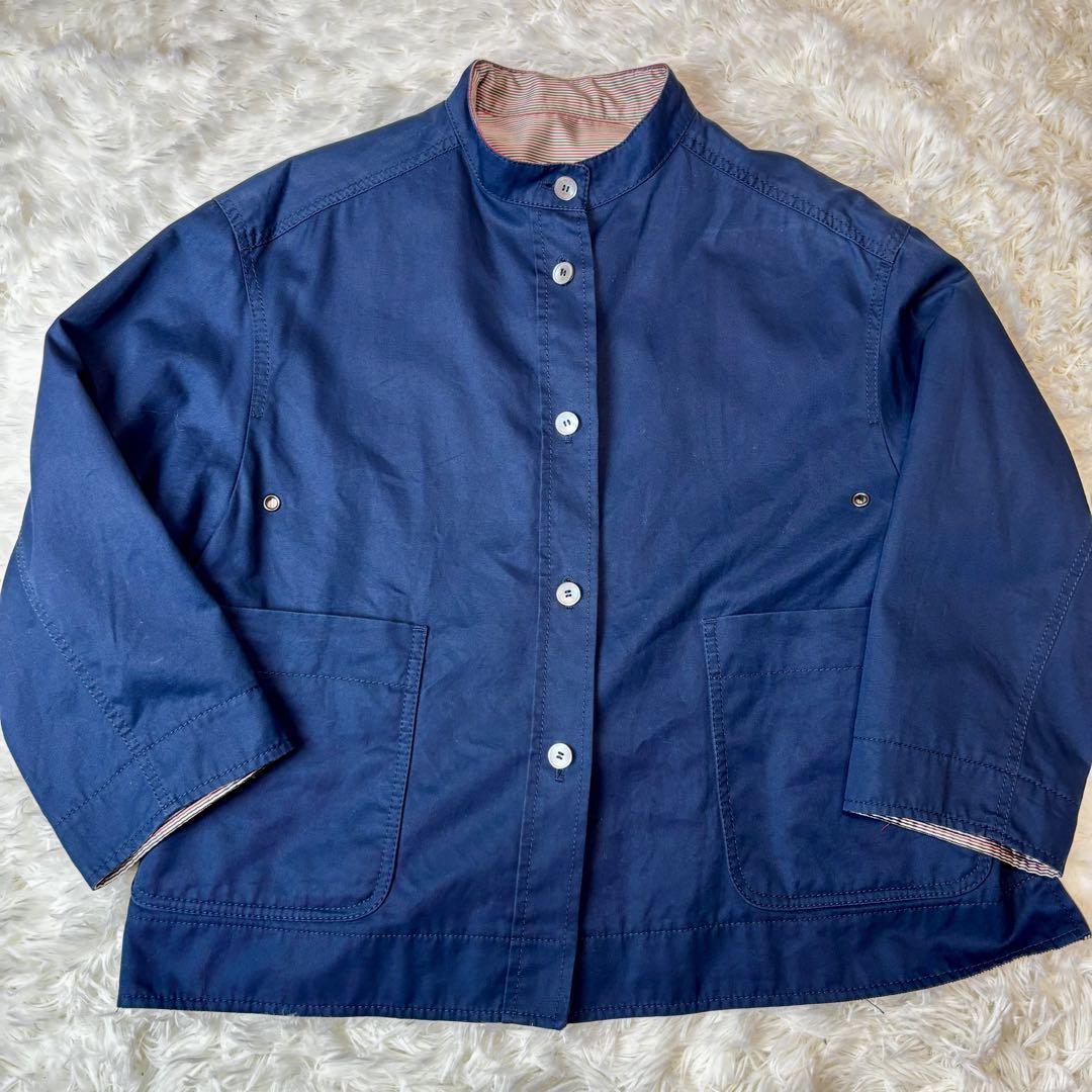 PRADA リバーシブルジャケット　ビッグポケット　チャック　ストライプ　美品