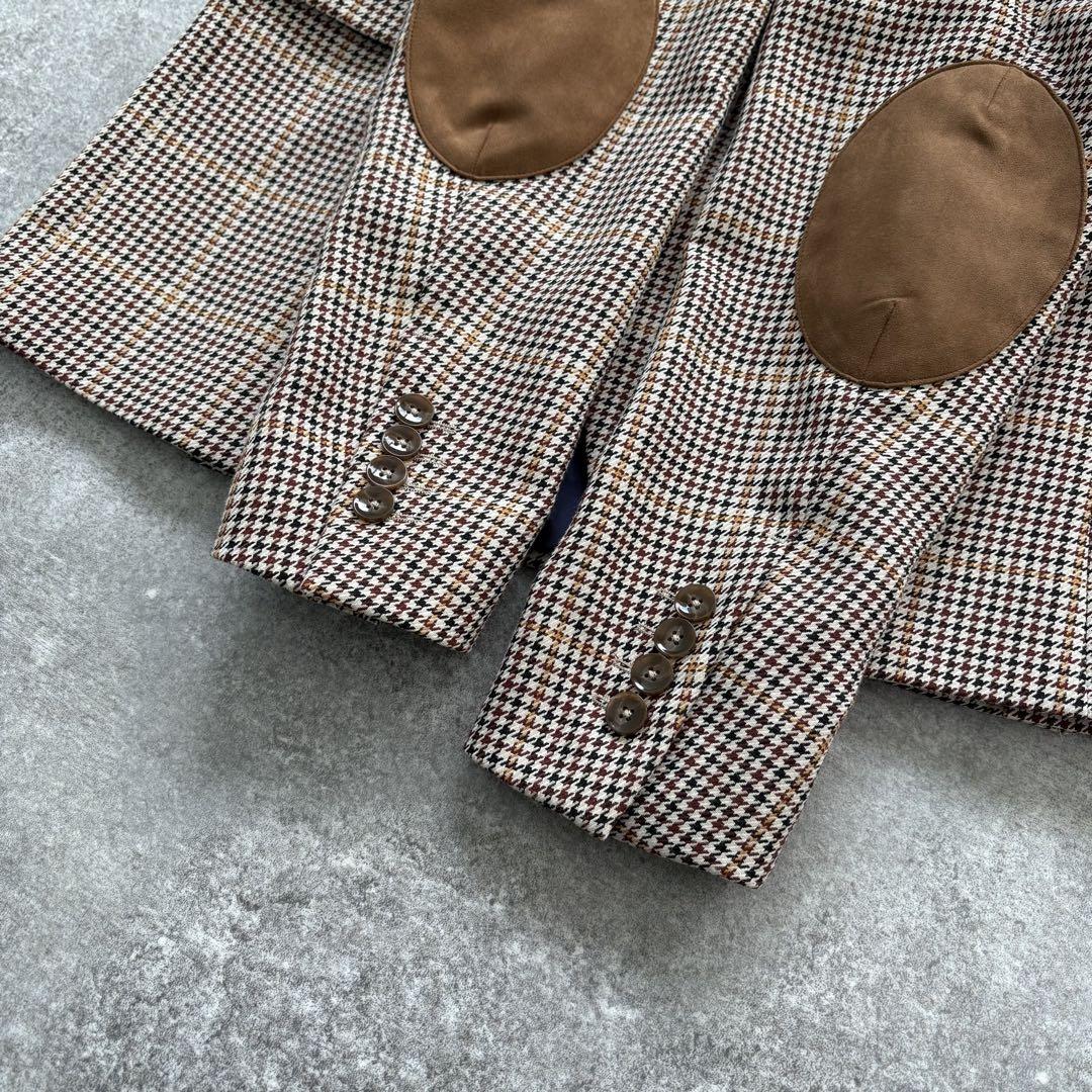 【ZARA】 ザラ テーラードジャケット ハウンドトゥース エルボーパッチ
