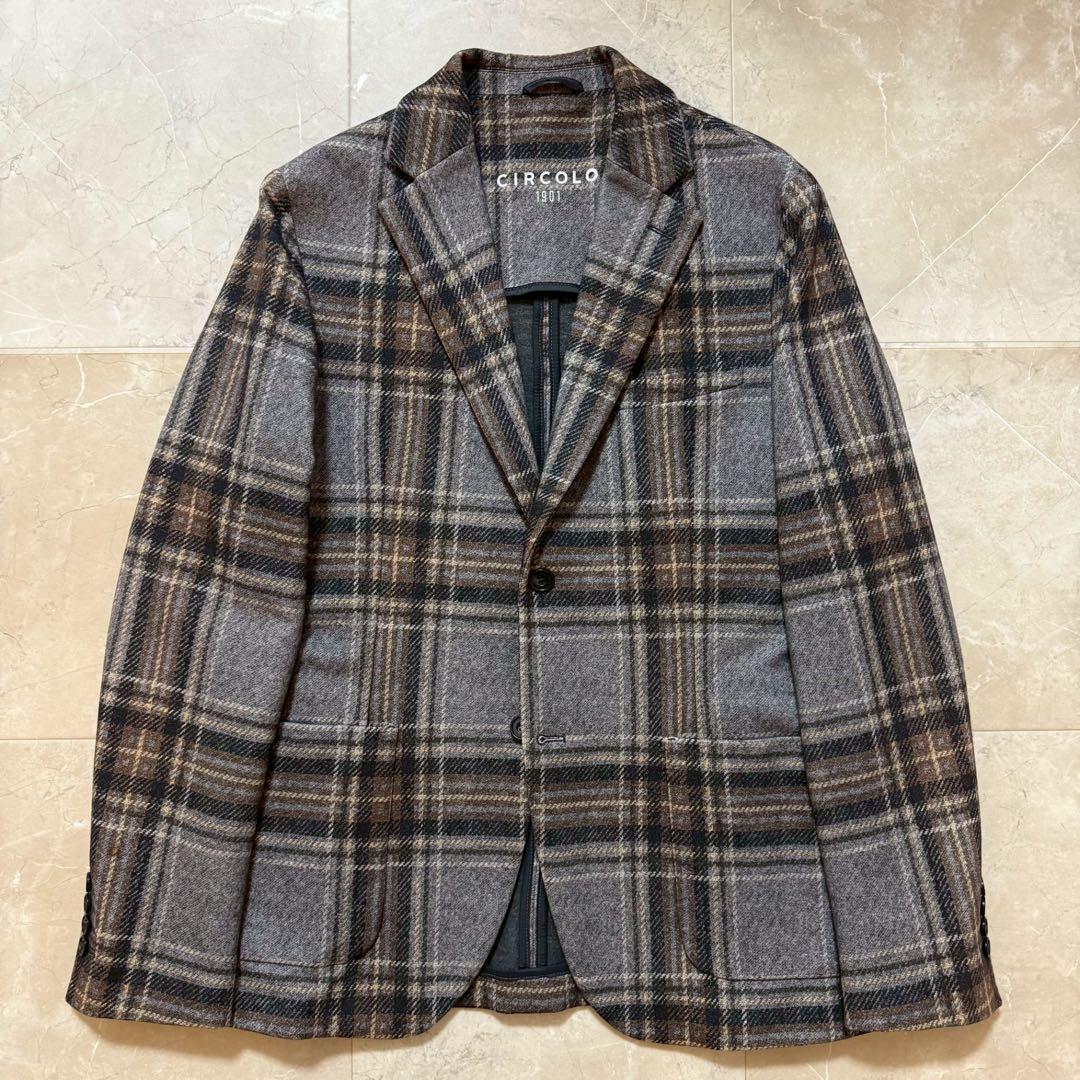 CIRCOLO1901 カシミヤタッチ グレンチェック 別注モデル グレー 48
