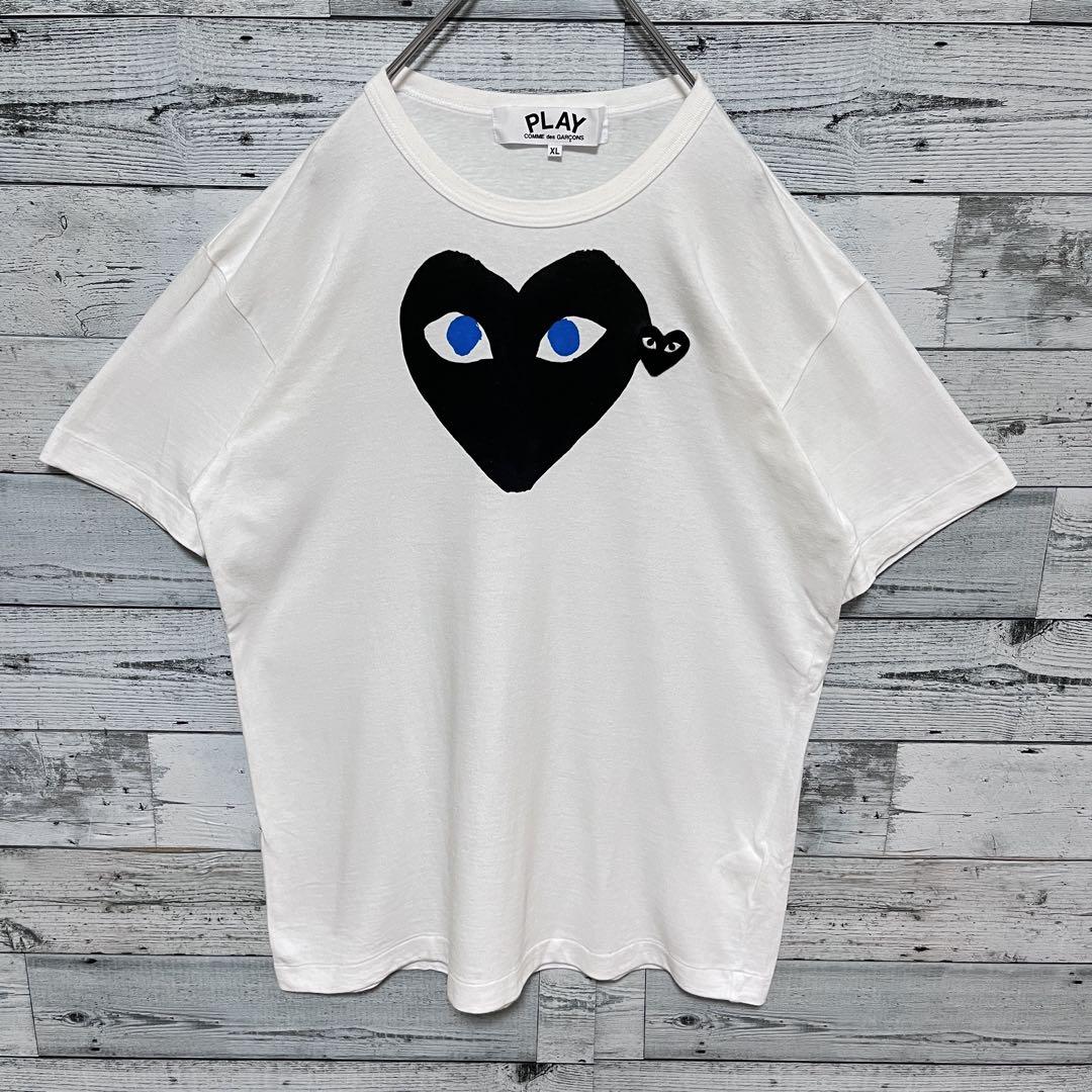 t1007【希少】プレイコムデギャルソン 刺繍 ハート ロゴ Tシャツ 入手困難