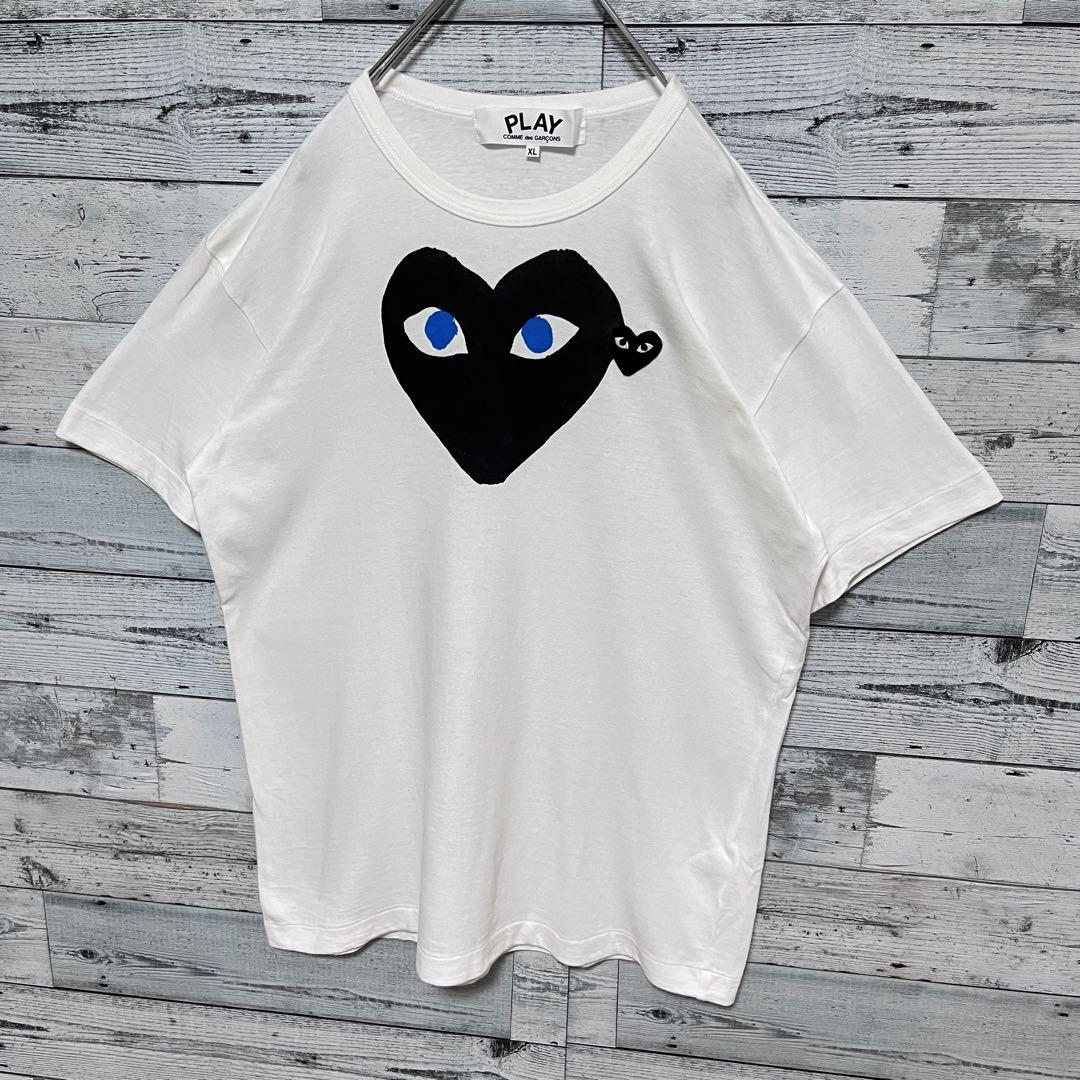 t1007【希少】プレイコムデギャルソン 刺繍 ハート ロゴ Tシャツ 入手困難