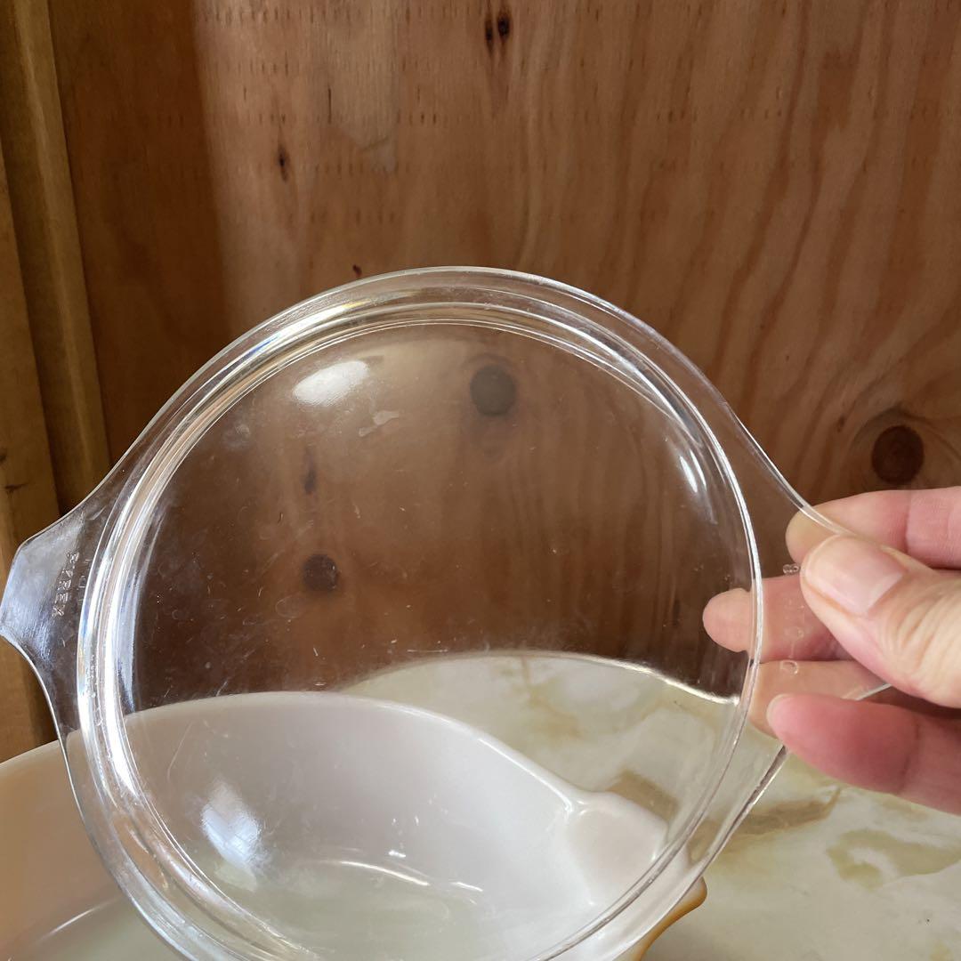 オールドパイレックス　PYREX キャセロール　バタフライゴールド