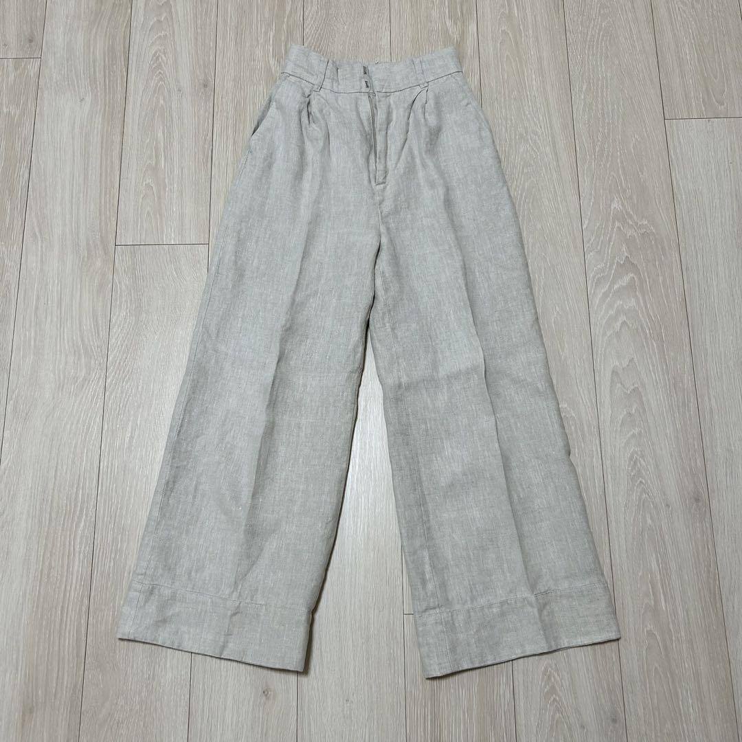アニュアンス anuans リネンセンタープレスワイドパンツ （BEIGE