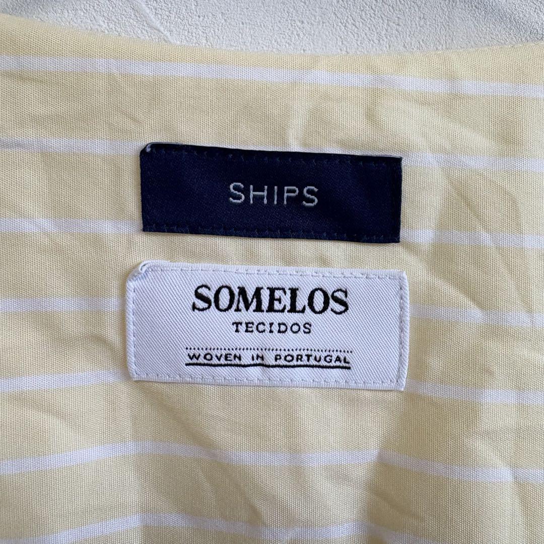 美品 ships シップス ロングシャツ ストライプ ゆったり 黄色