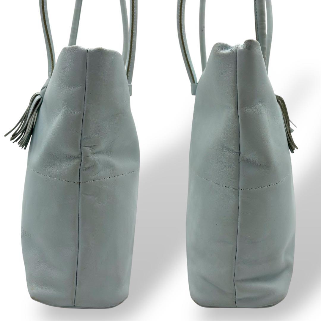 クレージュ トートバッグ ショルダーバッグ 肩掛け レザー ブルー系 型押しロゴ