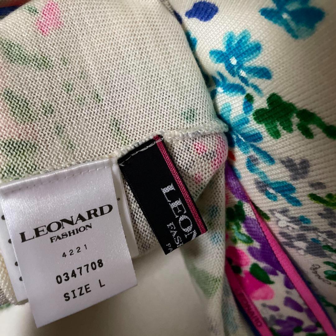 V フォロー感謝割 レオナール LEONARD ハイネック 花柄 ニット