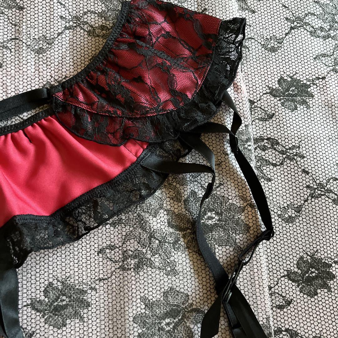 ☆Ravijour☆廃盤デザイン☆ホットピンクブラックレース☆ガーターベルト☆ ☆Ravijour☆廃盤デザイン☆ホットピンクブラックレース