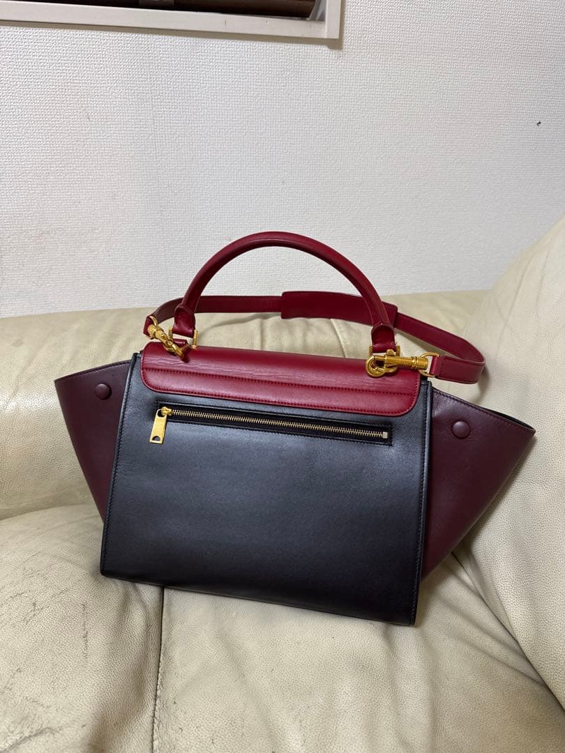 セリーヌ 赤黒ショルダーバッグ