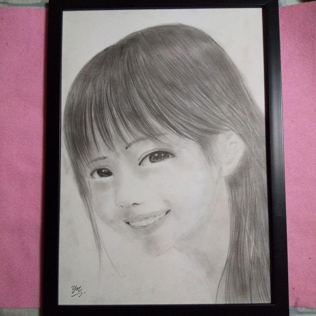 【匿名配送】絵画　「照れ笑い」　A4サイズ額つき