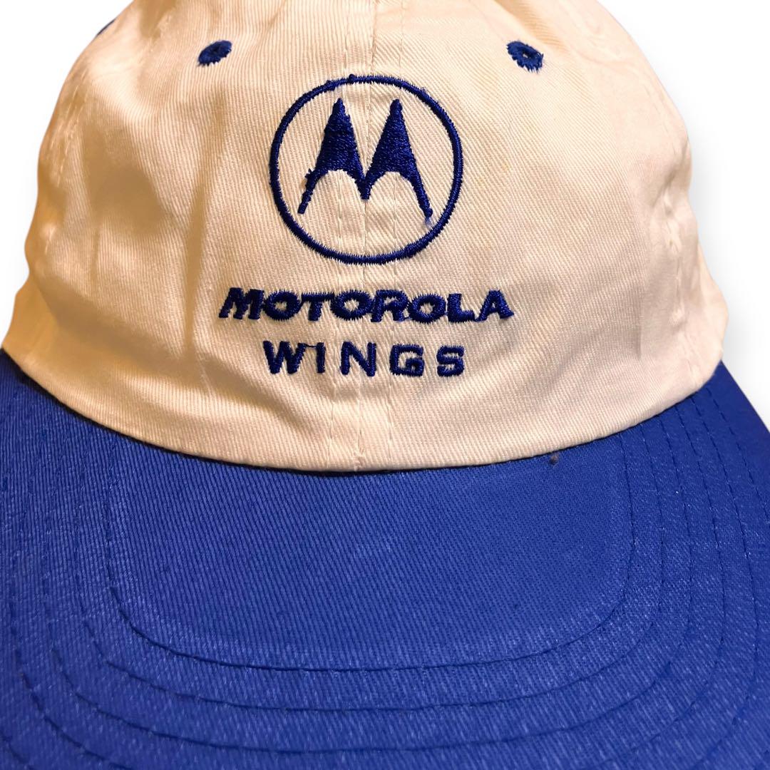 レア Motorola ベースボールキャップ　白青　ヴィンテージ