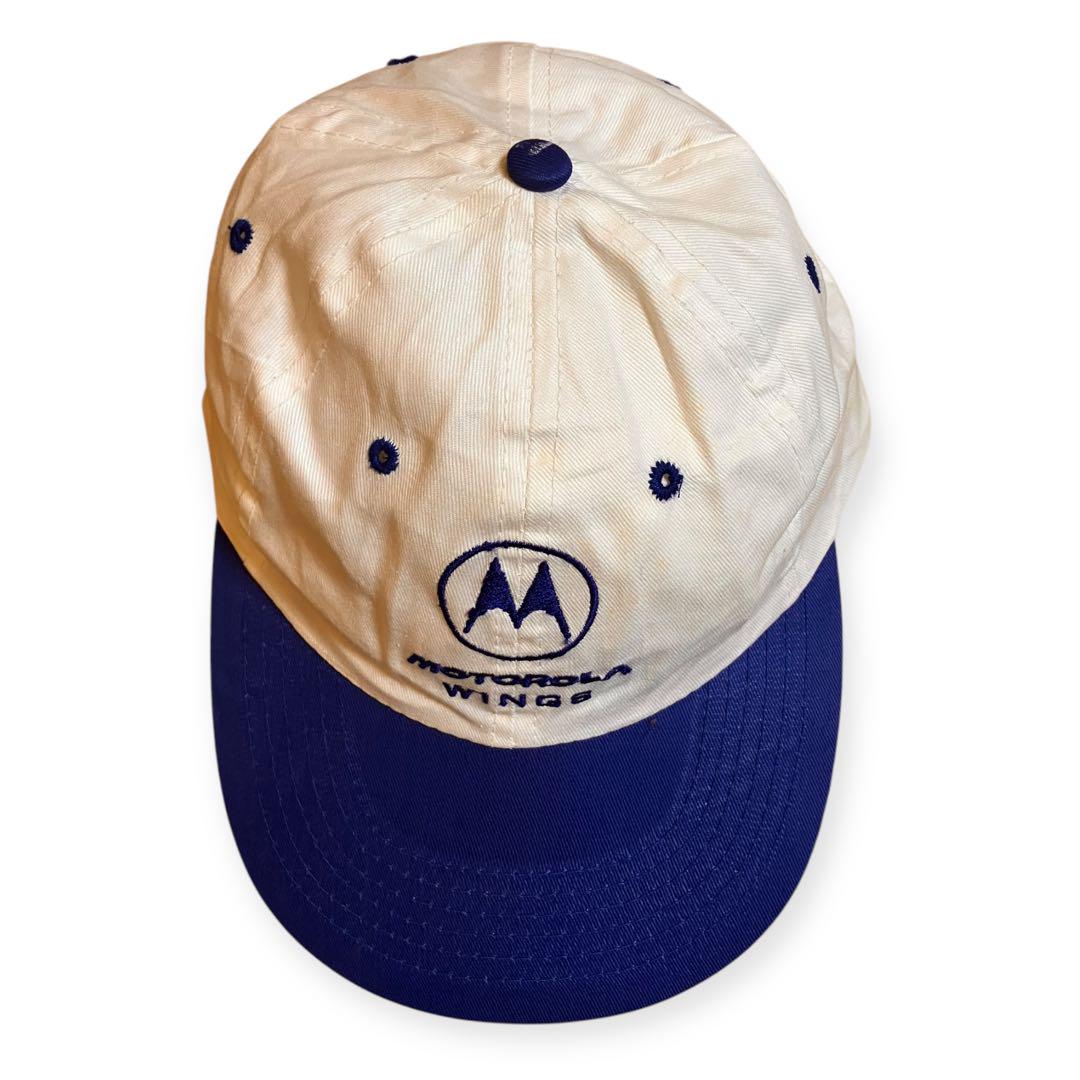 レア Motorola ベースボールキャップ　白青　ヴィンテージ