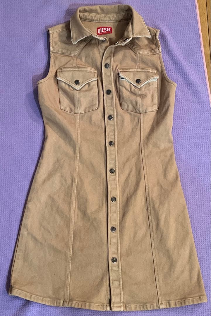 DIESEL ノースリーブデニムワンピース ベージュ SサイズS・DIESEL