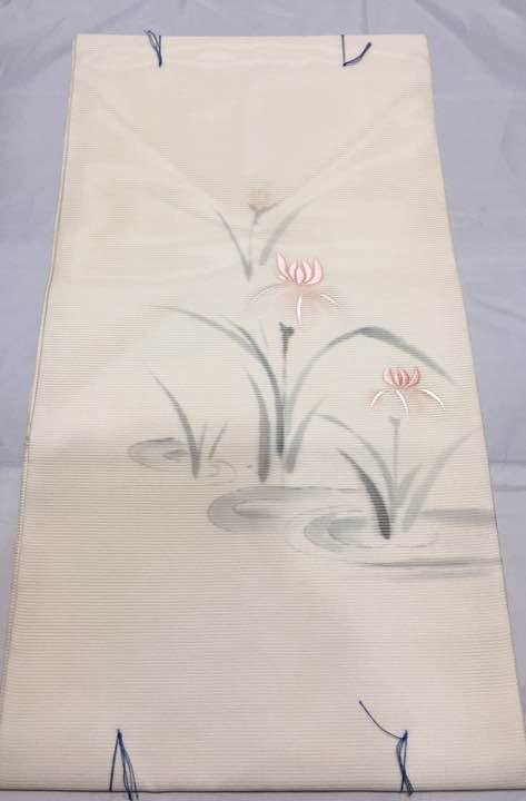 夏名古屋帯】絽 草花模様 作家物手描きアンティーク夏物