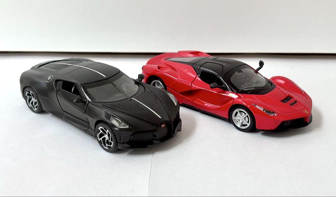 ブガッティ/フェラーリ ライト点滅 サウンド1/32 2台　ミニカー 車模型