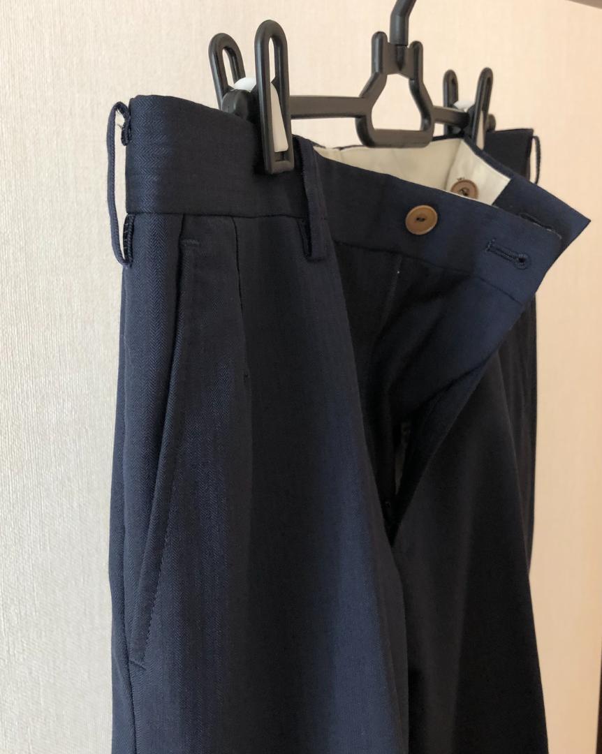 Lサイズ『ワールド』 上級ライン 伊製生地 ネイビー × ヘリンボーン スーツ