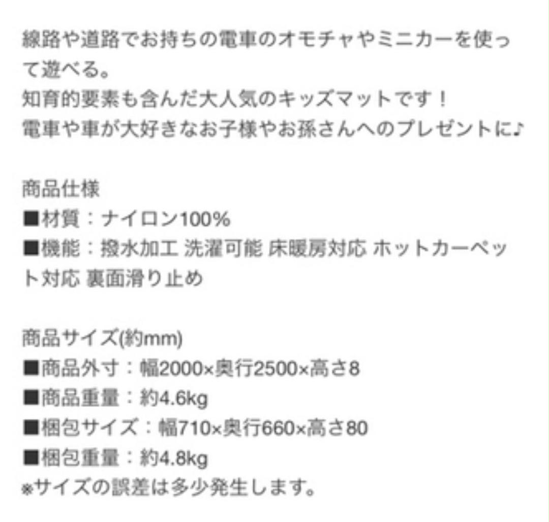 プレイマット★200×250 布おもちゃ　カーペット　トミカ　プラレール