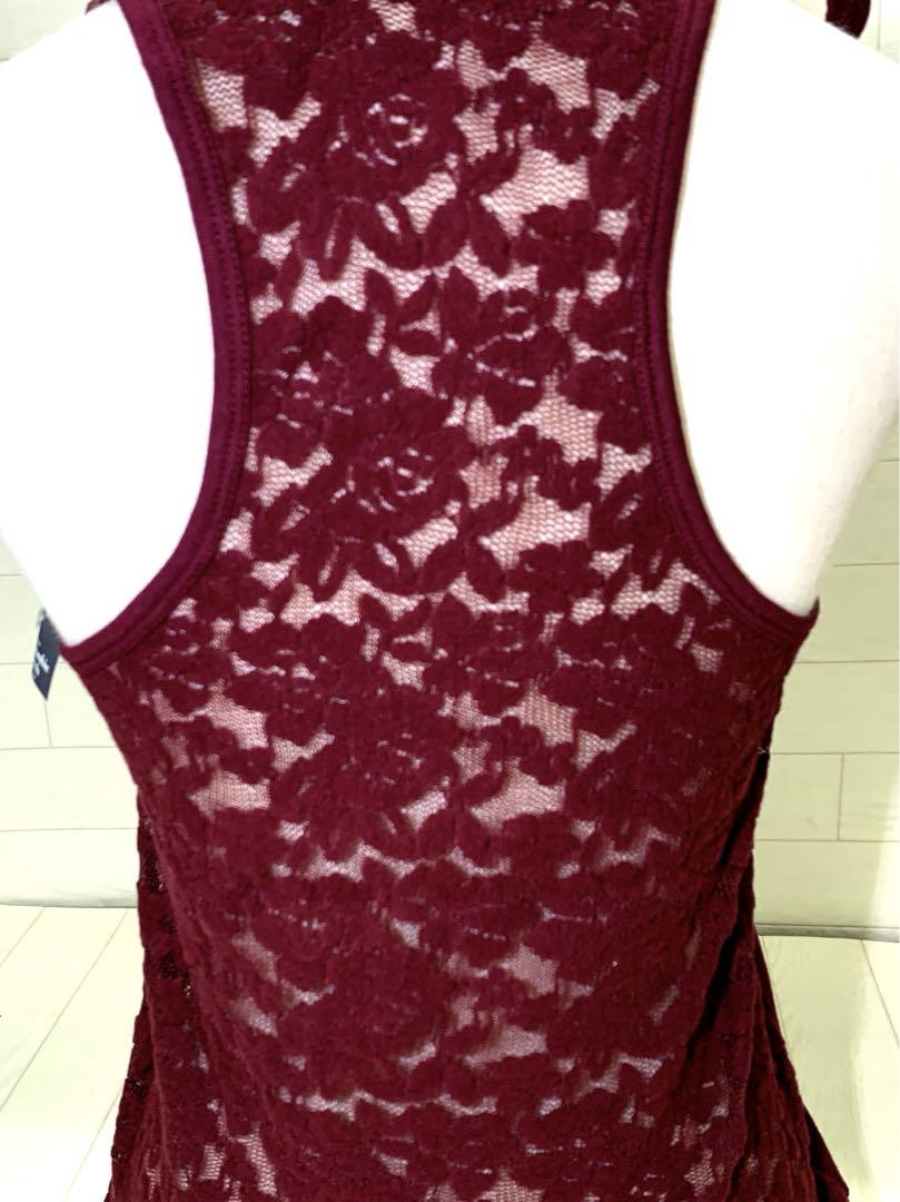 豪華　背中レースタンクトップ 新品Abercrombie&Fitch　 L