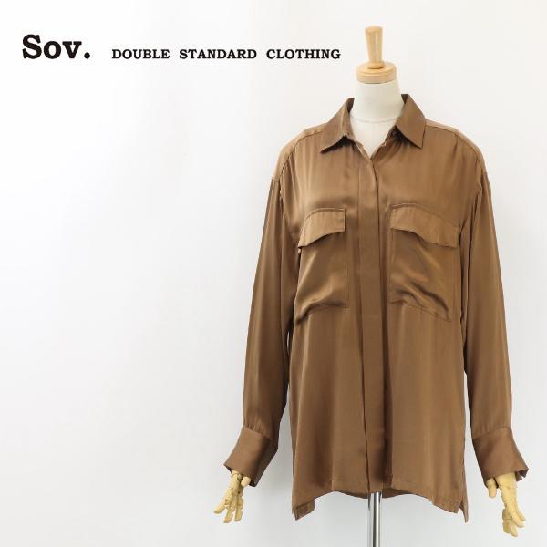 B6843■Sov. ソブ ウォッシャブル シルク ビッグポケット シャツ 36