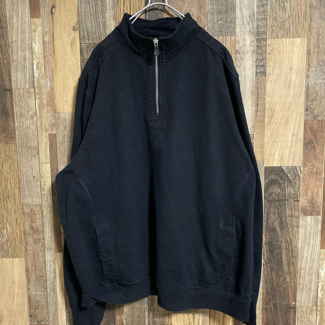ハーレーダビッドソン ハーフジップ スウェット ロゴ XL USA古着 長袖