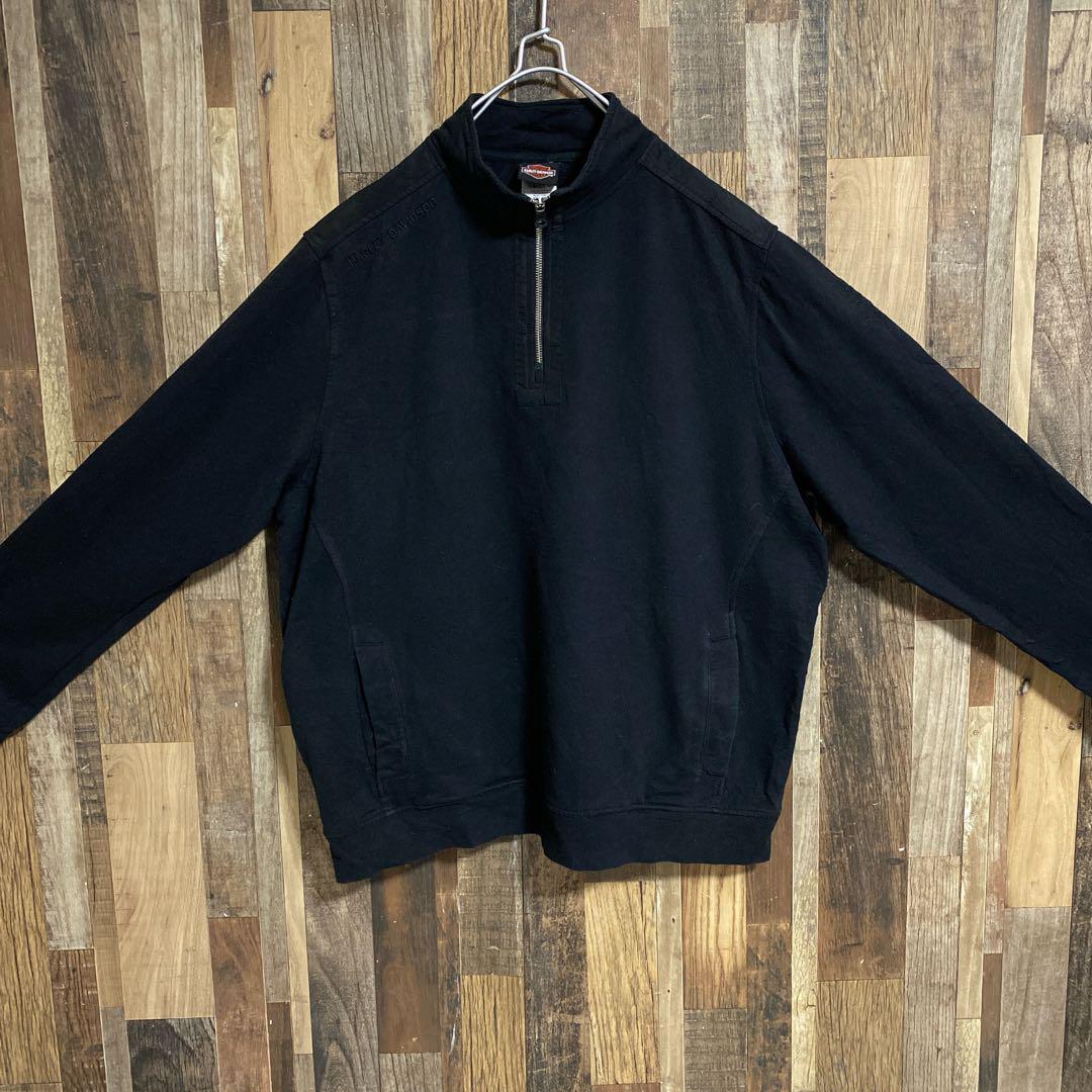 ハーレーダビッドソン ハーフジップ スウェット ロゴ XL USA古着 長袖