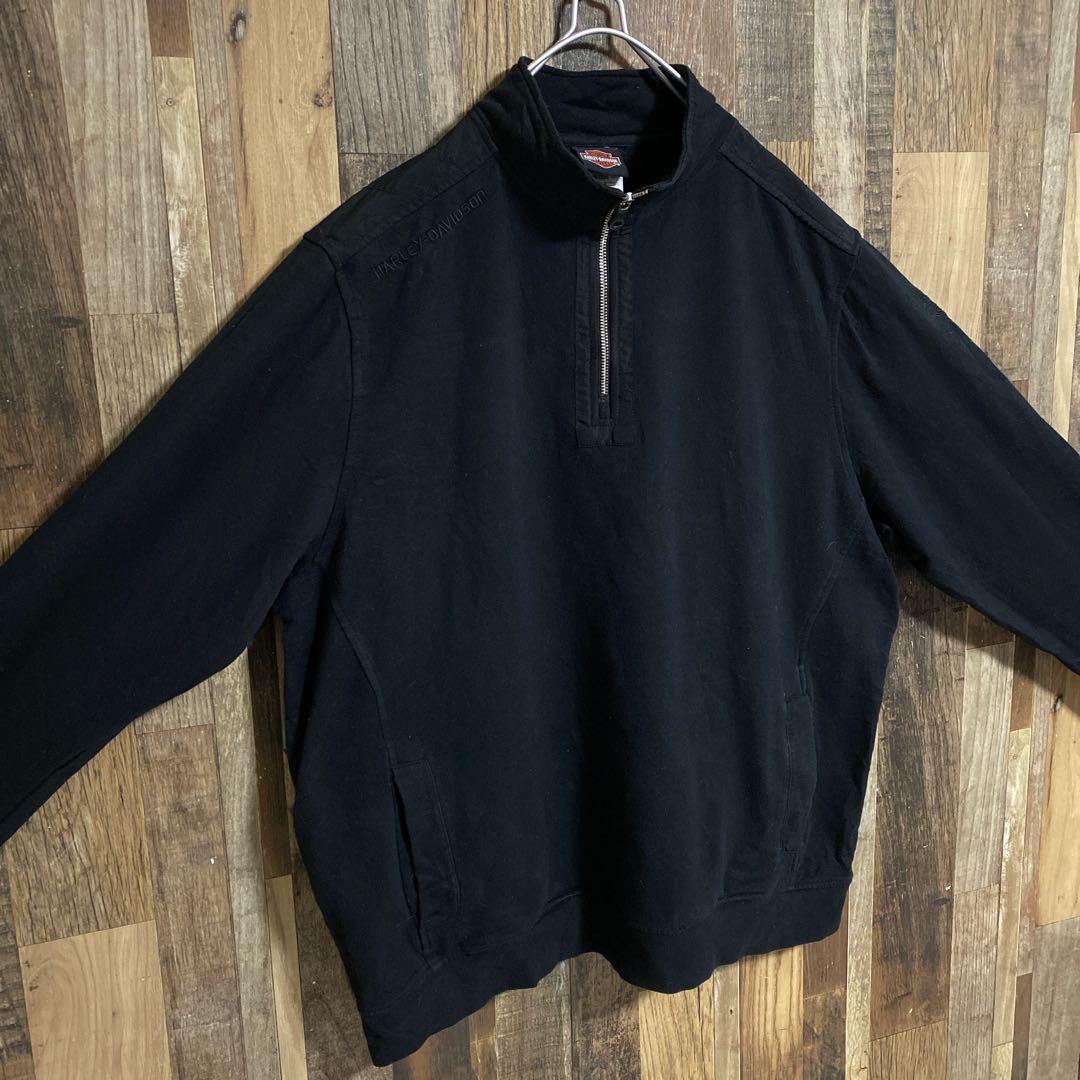 ハーレーダビッドソン ハーフジップ スウェット ロゴ XL USA古着 長袖