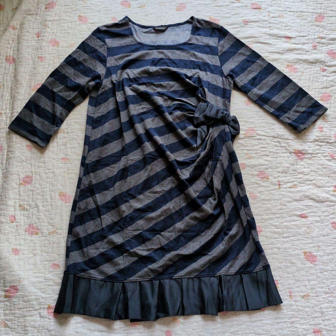 新品 インゲボルグ♥定価3万円 リボン付きボーダー柄ワンピース