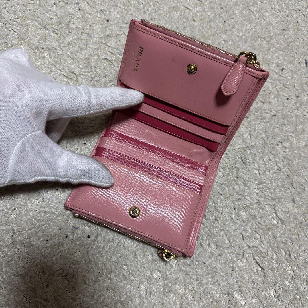 極美✨PRADA 二つ折り財布 バイカラー L字ジップ ヴィッテロ