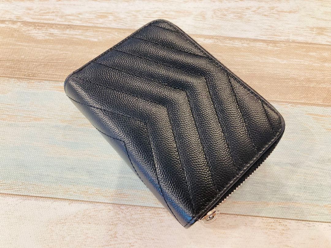 美品!!SAINT LAURENT サンローラン 二つ折り財布 ブラック YSL