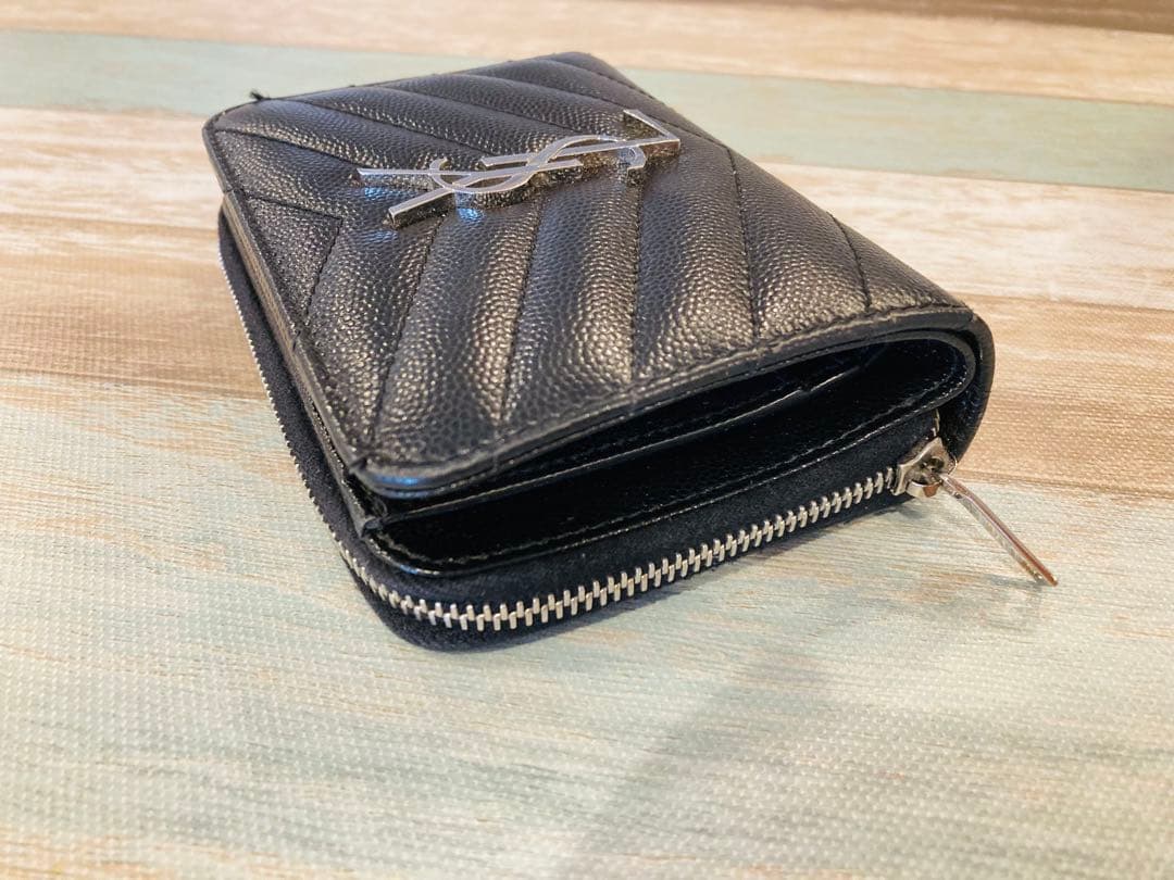 美品!!SAINT LAURENT サンローラン 二つ折り財布 ブラック YSL