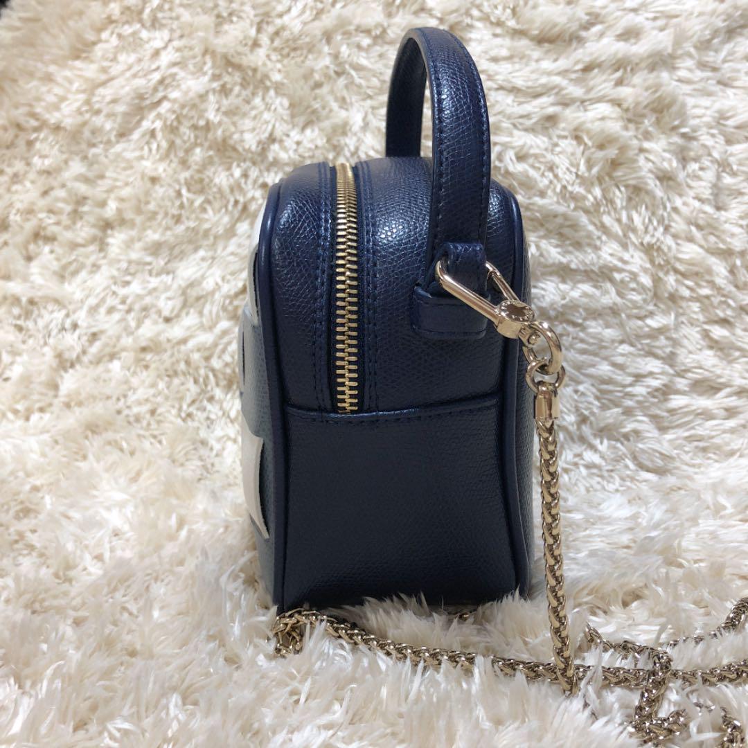 爆買い好評 美品 FURLA チェーン ショルダーバッグ 2WAY スクエア ブルー Uw9Oz-m65645876524 最新作大人気