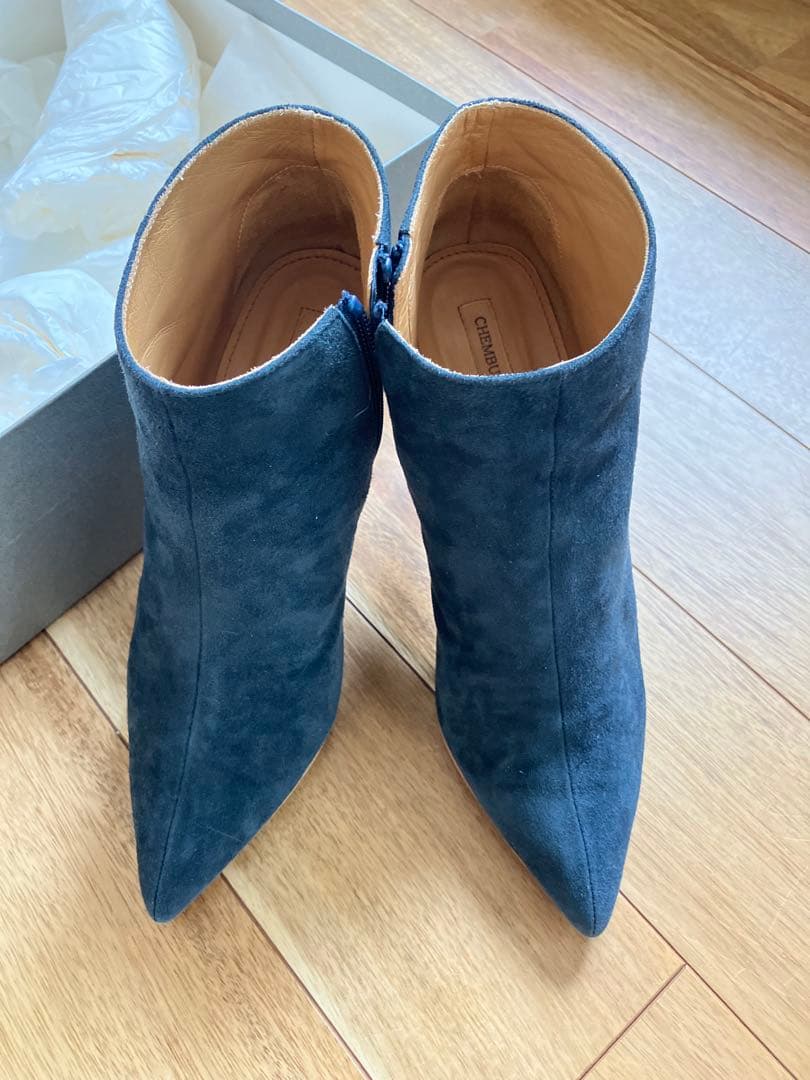 CHEMBUR ネイビー スエード ブーティ　37
