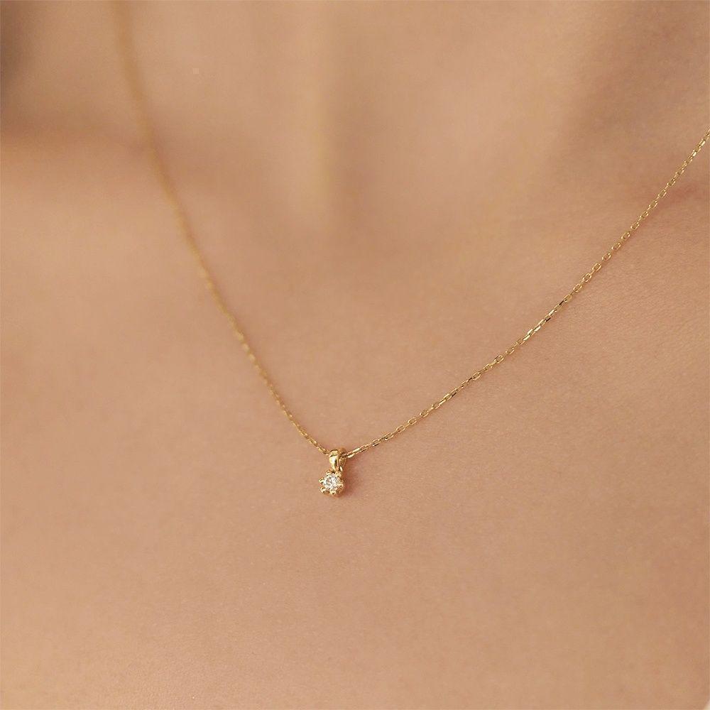 051Nv【高品質✨】ネックレス　一粒石　3.5mm　小粒　大人可愛い　ゴールド