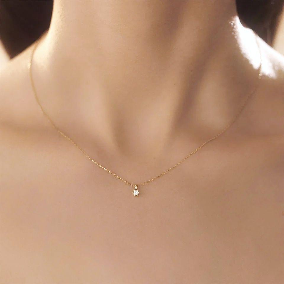 051Nv【高品質✨】ネックレス　一粒石　3.5mm　小粒　大人可愛い　ゴールド