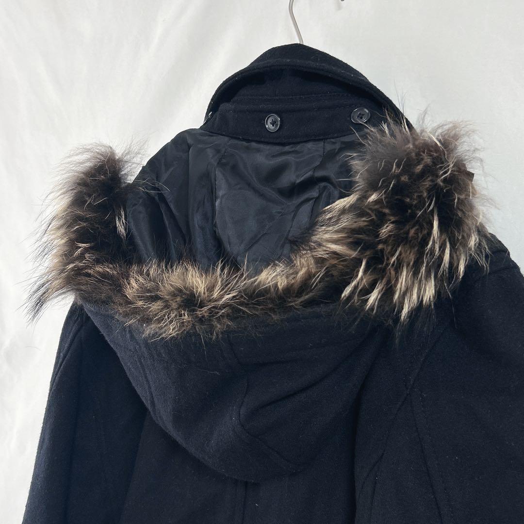 【PPFM】ナポレオンジャケット(M)フード・ラクーンファー付 黒 ウールコート 【PPFM】ナポレオンジャケット(M)フード・ラクーンファー付 黒 ウールコート