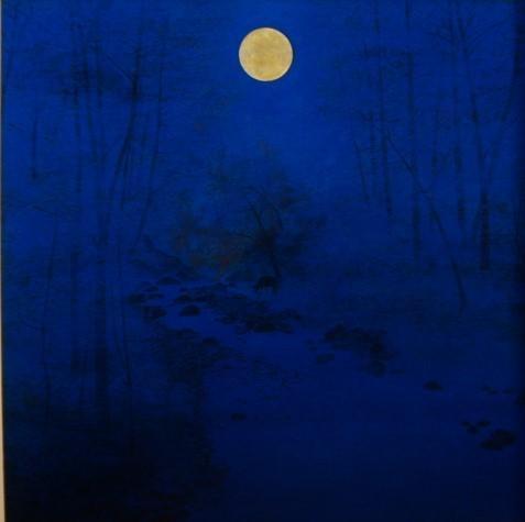 福王寺一彦 「月の輝く夜に」 希少画集額装画 状態良好 新品高級額装付