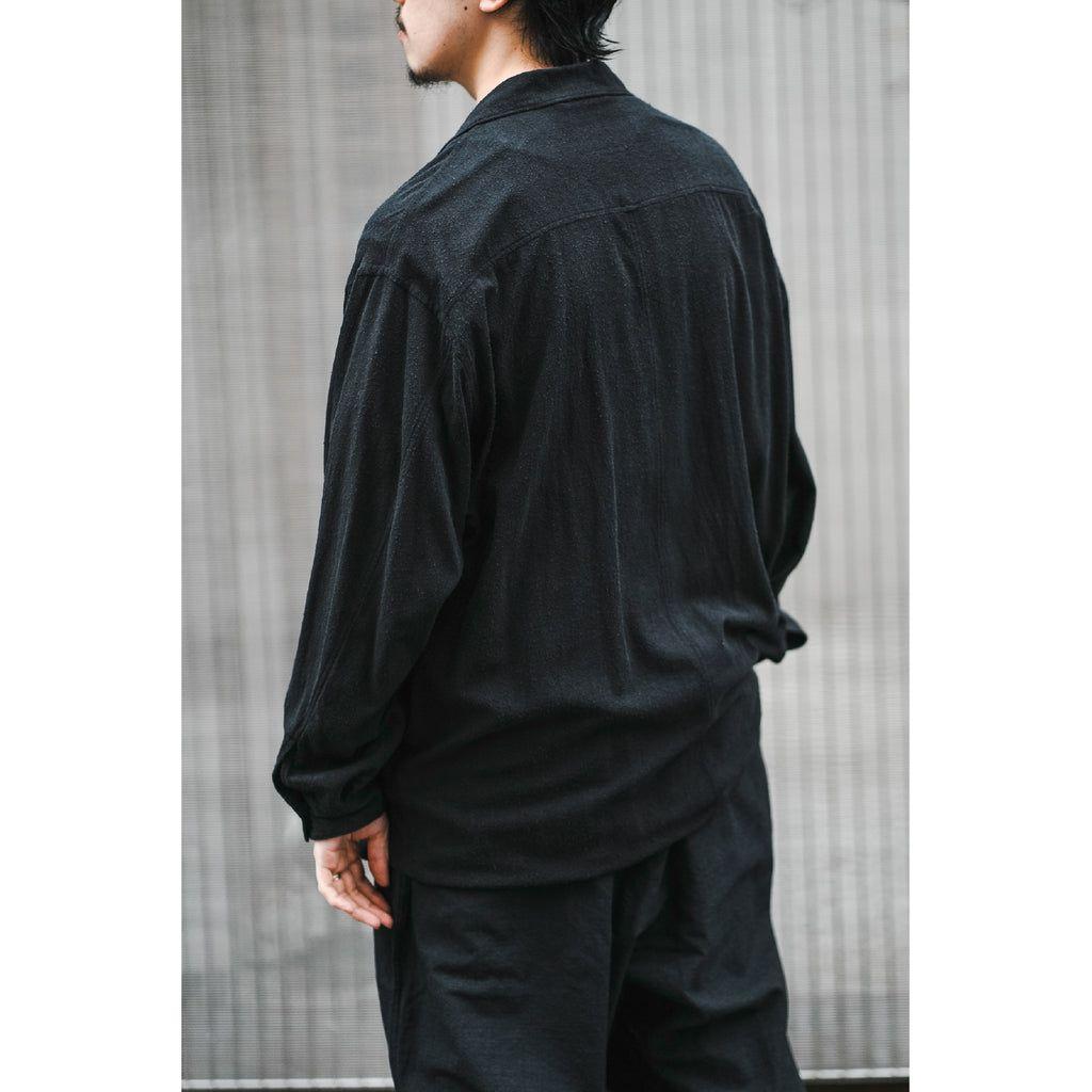 24SS コモリCOMOLI シルクノイル シャツジャケット ブラック 3 24SS コモリCOMOLI シルクノイル シャツジャケット ブラック 3