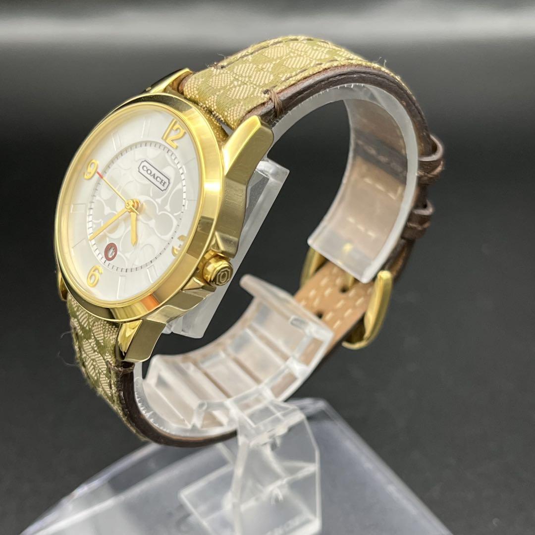 稼動 腕時計 COACH コーチ 新品電池 シグネチャー レディース デイト