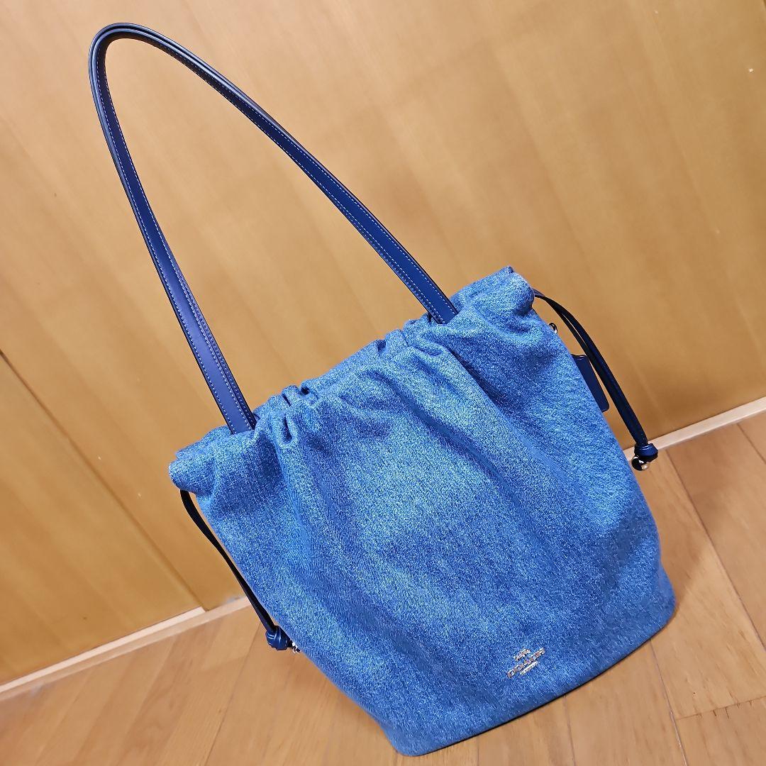 安心 国内発送【コーチ】フェイ ドローストリング バッグ デニム ☆未使用 COACH フェイ ドローストリング ショルダーバッグ