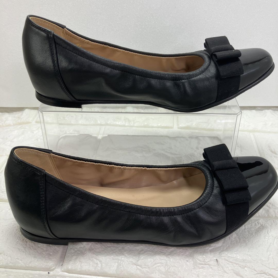 【美品】DIANA ダイアナ　フラットシューズ　23.0㎝2E レザー　ブラック